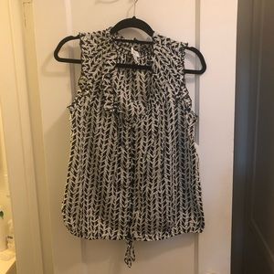 LOFT Black and White Button Down Tank Top